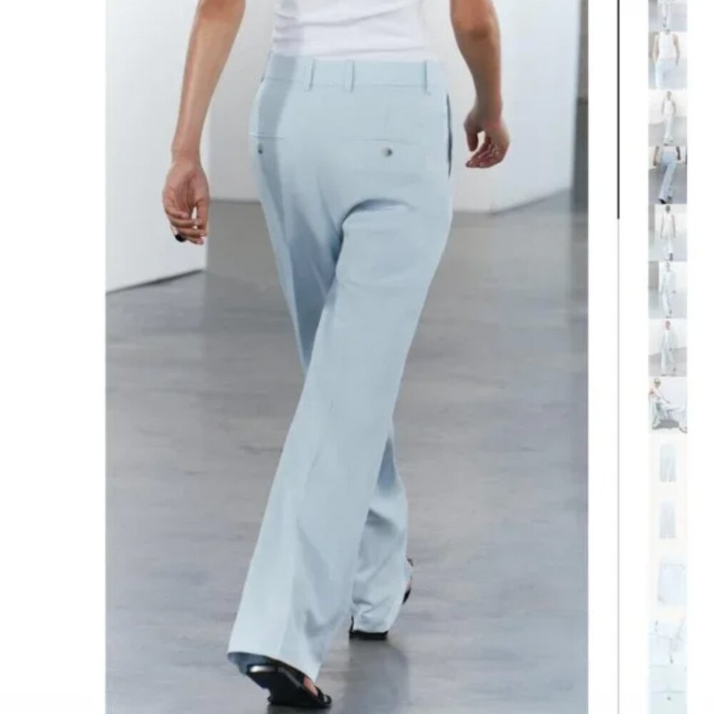 NWT ZARA LINEN BLEND STRAIGHT LEG PANTS ZW COLLECTION - Picture 4 of 9